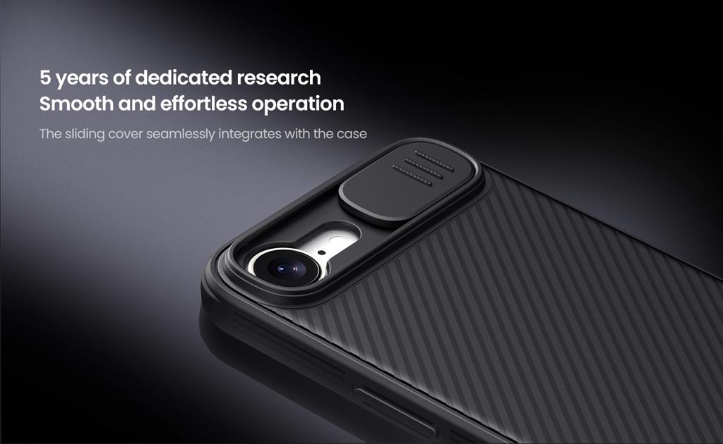 Apple iPhone 16e Nillkin camshield armor hátlap tok (Fekete)