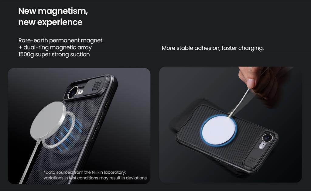 Apple iPhone 16e Nillkin camshield armor hátlap tok (Fekete)