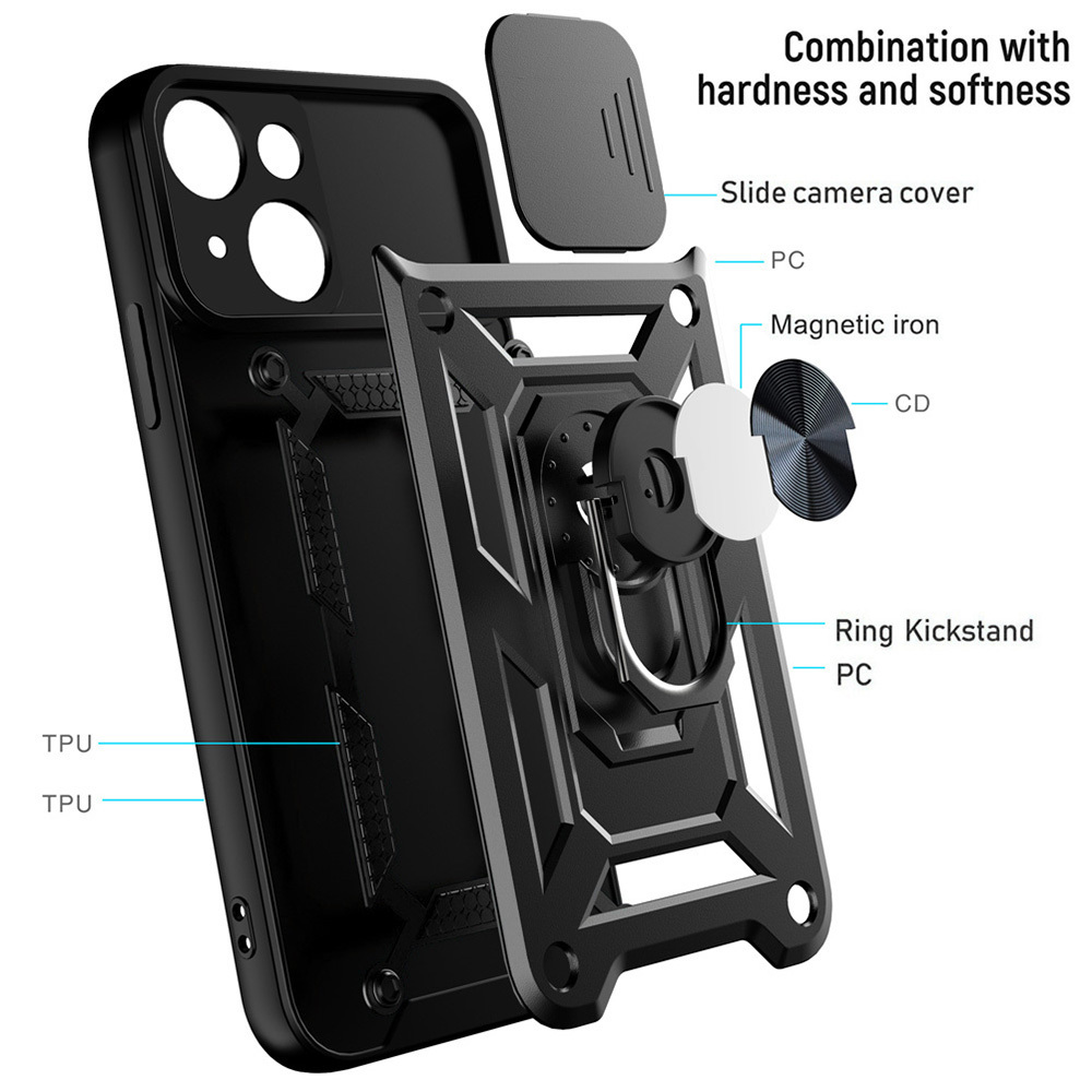 Apple iPhone 16e Slide Camera Armor hátlap tok (Átlátszó) 0