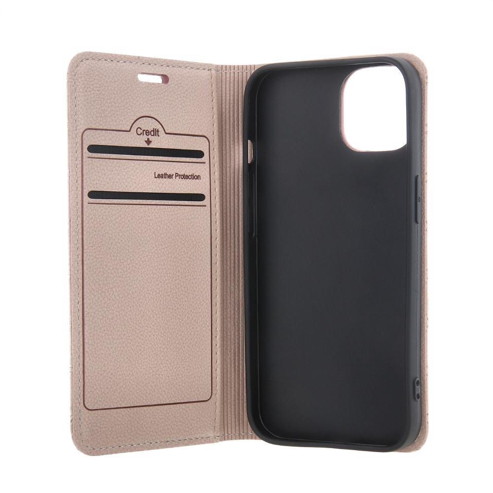 Apple iPhone 16e Smart Caro notesz tok (Bézs)