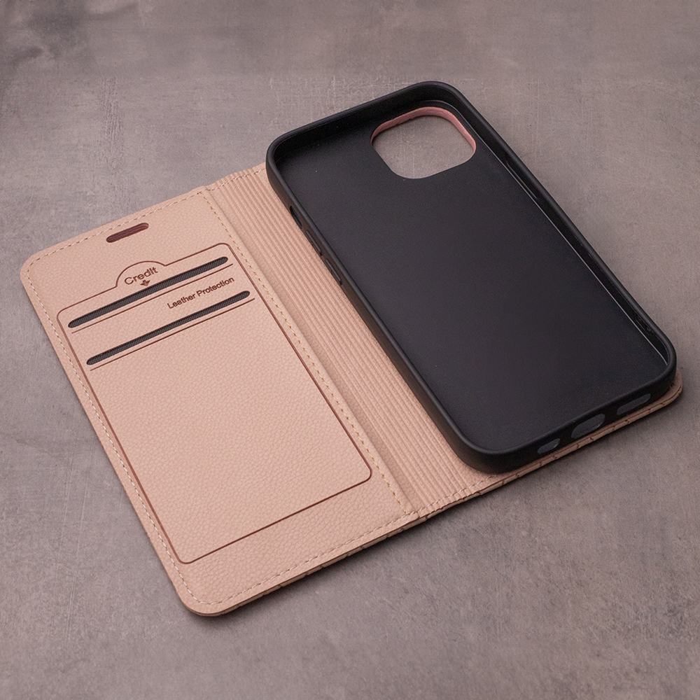 Apple iPhone 16e Smart Caro notesz tok (Bézs)