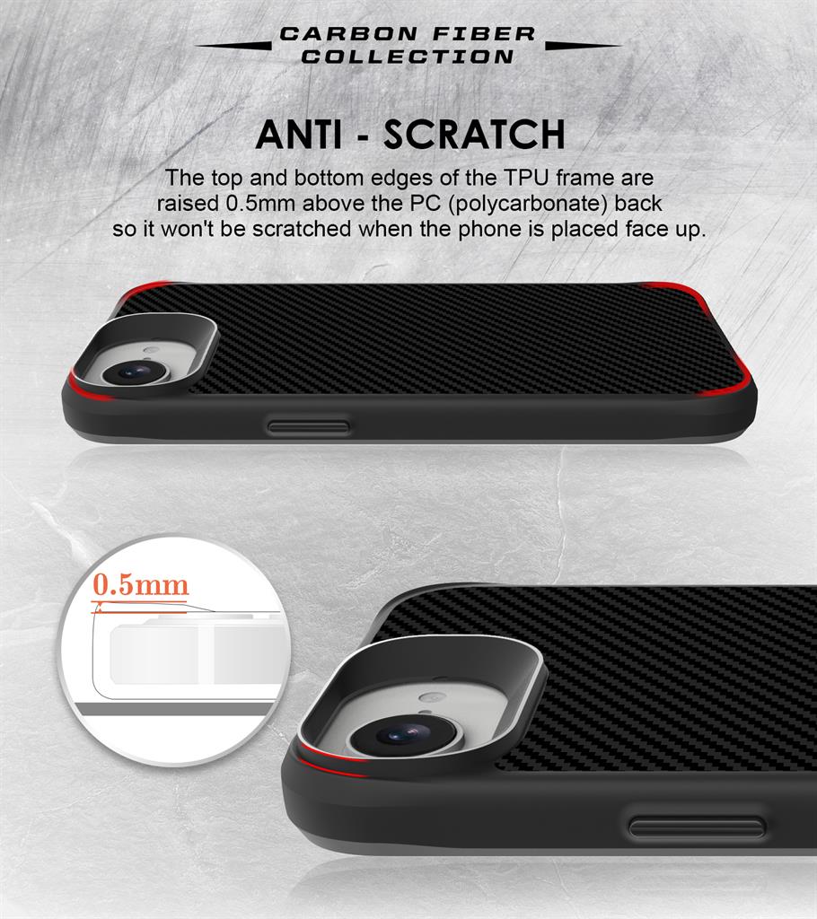 Apple iPhone 16e TOKO Carbon fiber hátlap tok (Fekete)