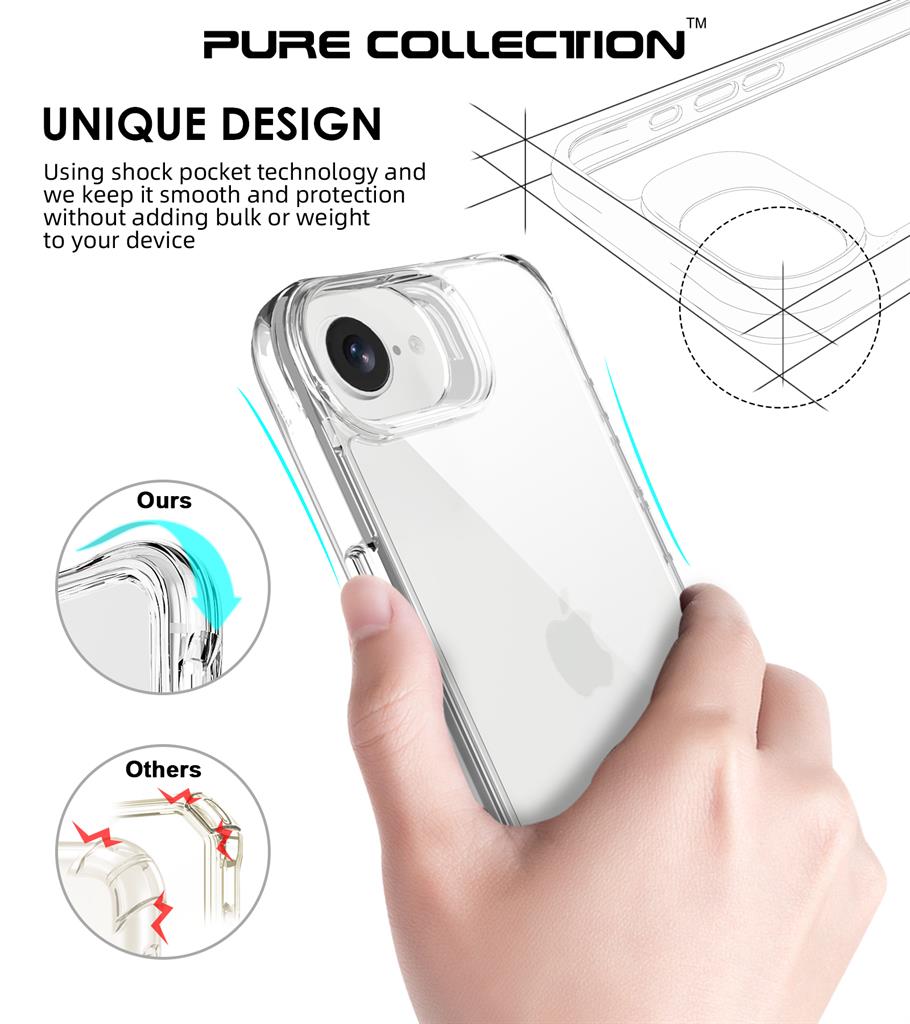 Apple iPhone 16e TOKO Pure hátlap tok (Átlátszó)