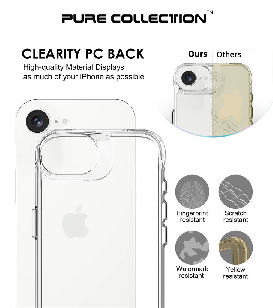 Apple iPhone 16e TOKO Pure hátlap tok (Átlátszó)