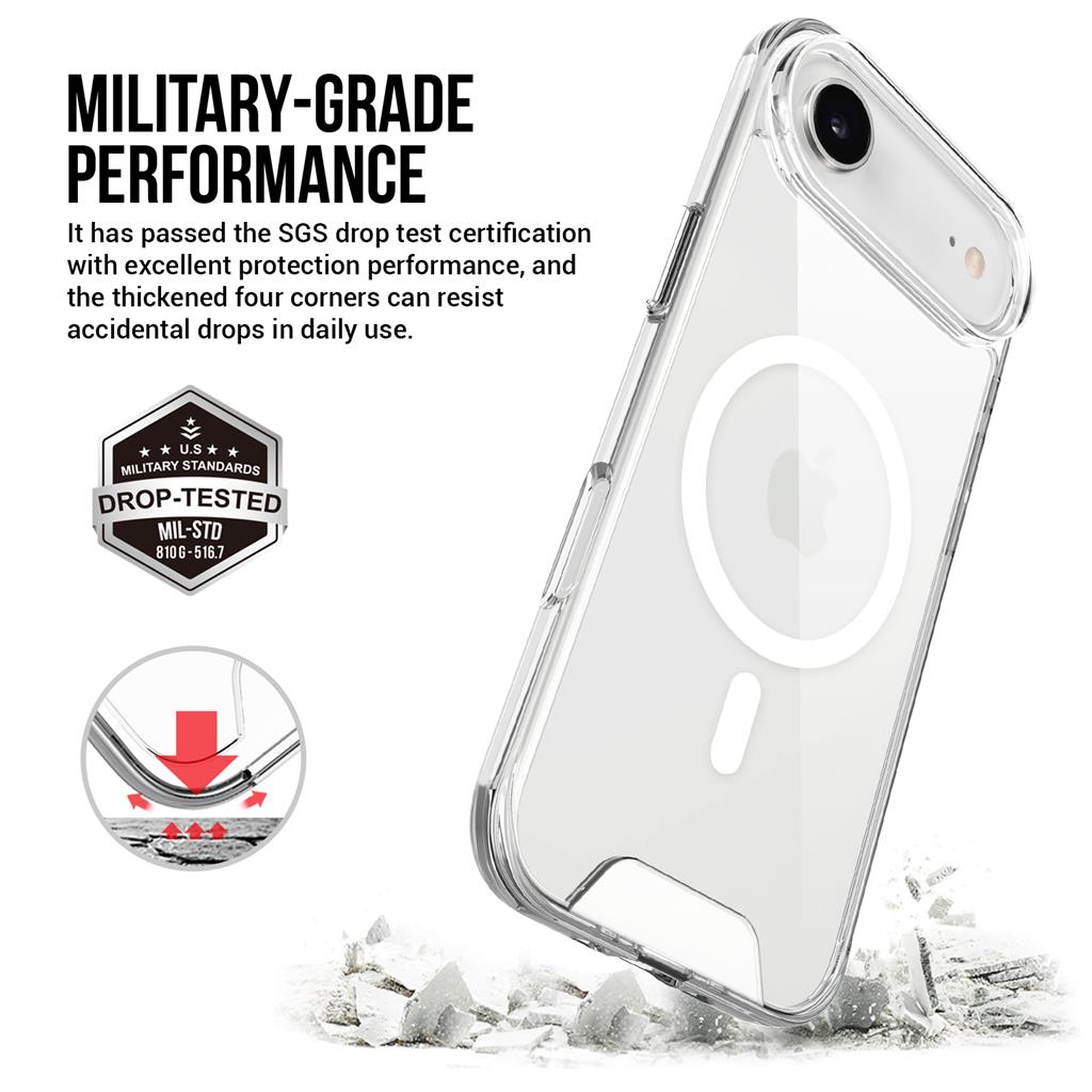 Apple iPhone 17 Air Mag Ring forgatható Magsafe hátlap tok (Átlátszó)