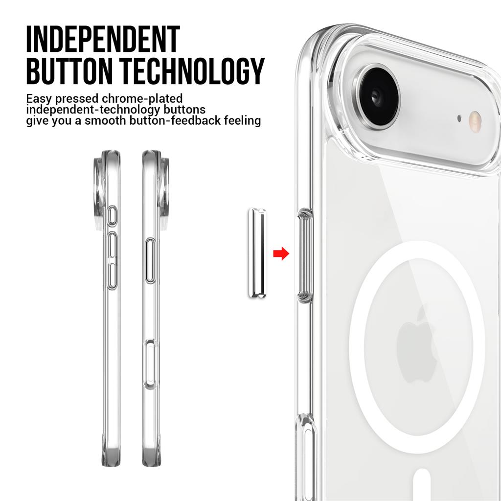 Apple iPhone 17 Air Mag Ring forgatható Magsafe hátlap tok (Átlátszó)