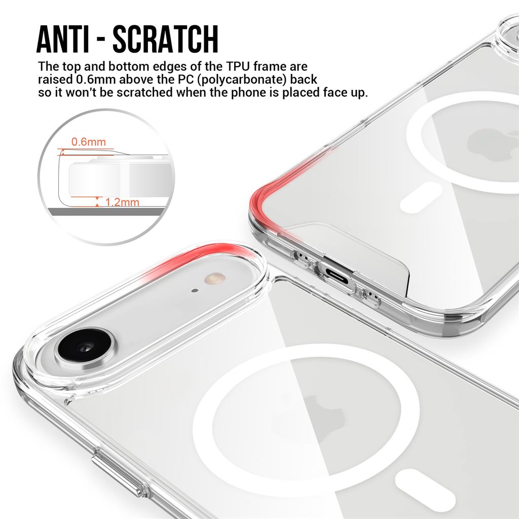 Apple iPhone 17 Air Mag Ring forgatható Magsafe hátlap tok (Átlátszó)