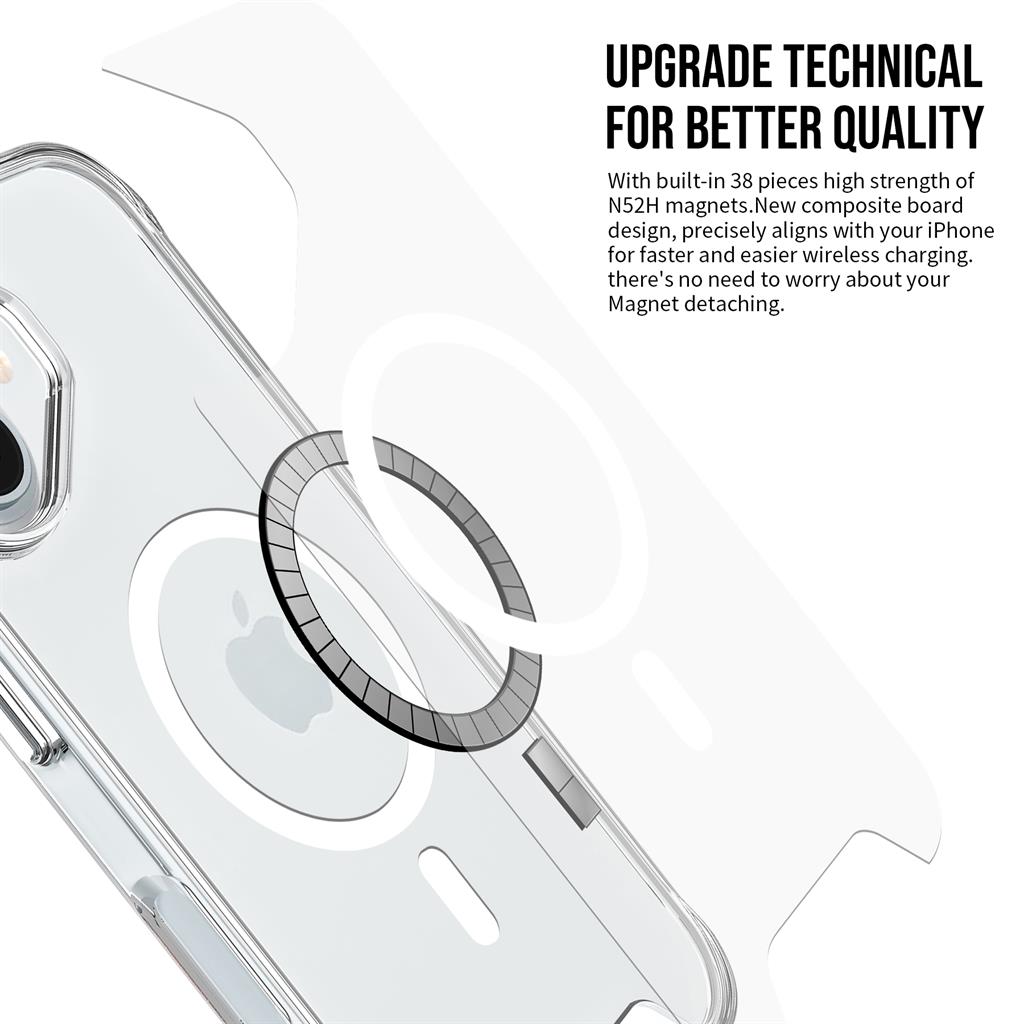 Apple iPhone 17 Mag Ring forgatható Magsafe hátlap tok (Átlátszó)