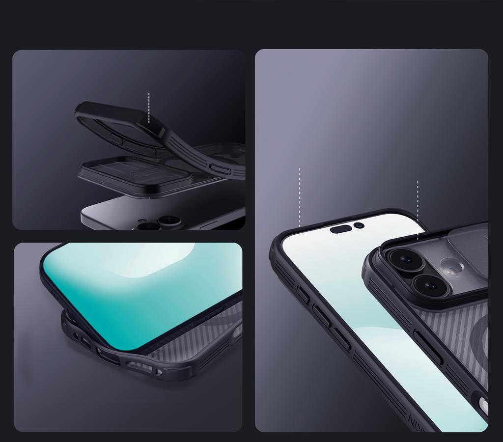 Apple iPhone 17 Nillkin camshield armor hátlap tok (Fekete)