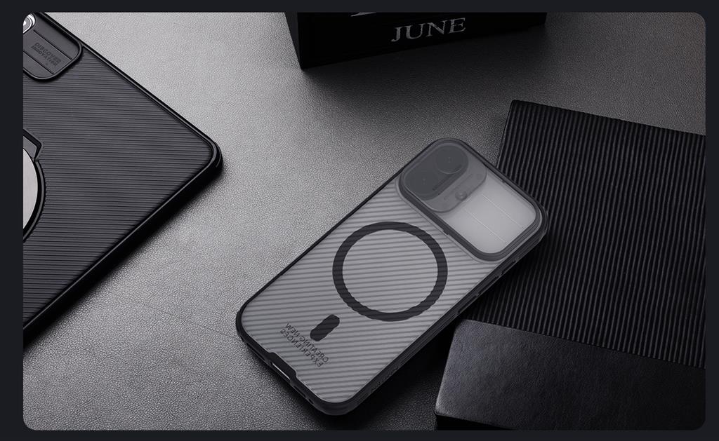 Apple iPhone 17 Nillkin camshield armor hátlap tok (Fekete)