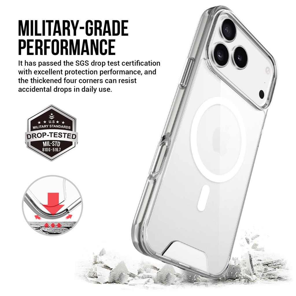 Apple iPhone 17 Pro Max Mag Ring forgatható Magsafe hátlap tok (Átlátszó)