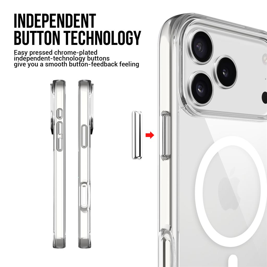 Apple iPhone 17 Pro Max Mag Ring forgatható Magsafe hátlap tok (Átlátszó)