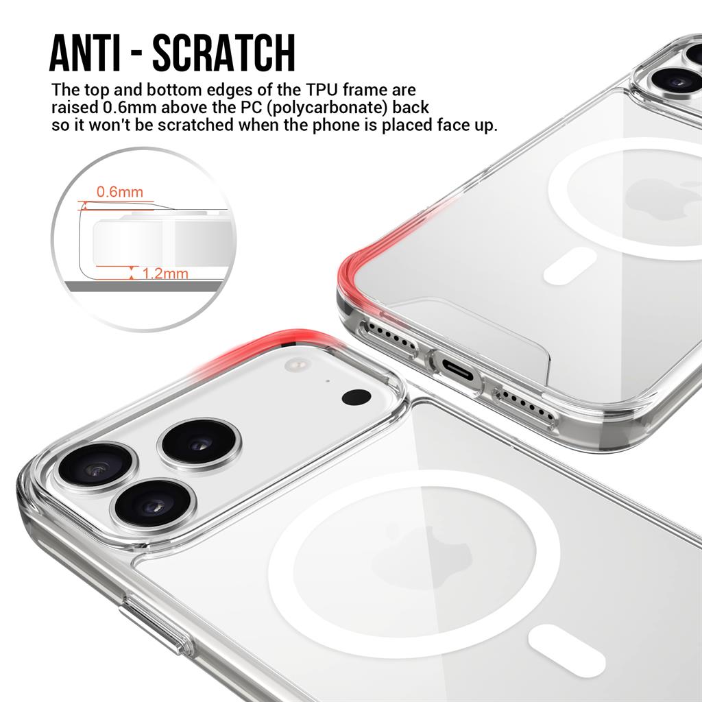 Apple iPhone 17 Pro Max Mag Ring forgatható Magsafe hátlap tok (Átlátszó)