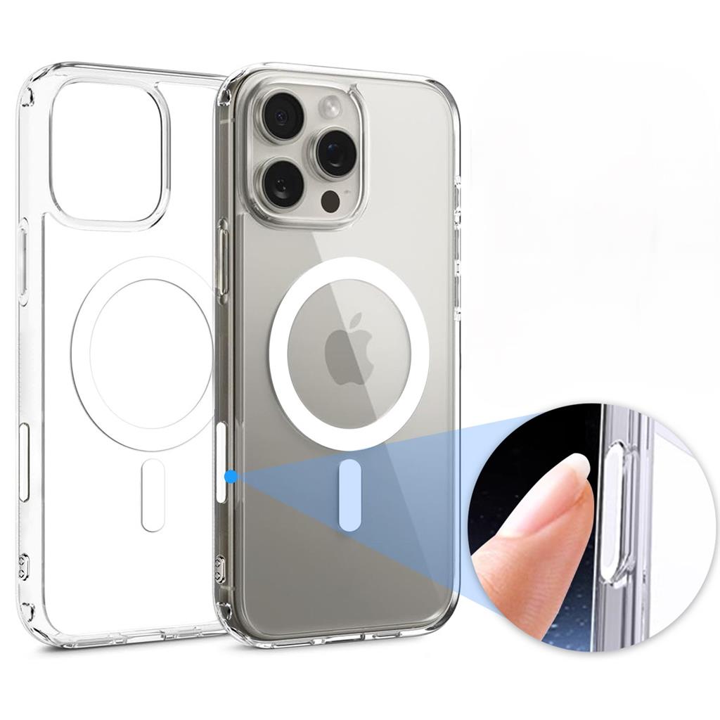 Apple iPhone 17 Pro Max Roar Haptic Button MagSafe hátlap tok (Átlátszó)