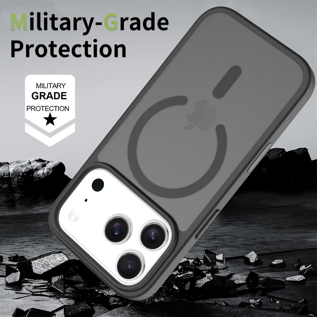 Apple iPhone 17 Pro Max Roar Haptic Button Matte MagSafe hátlap tok (Fekete)