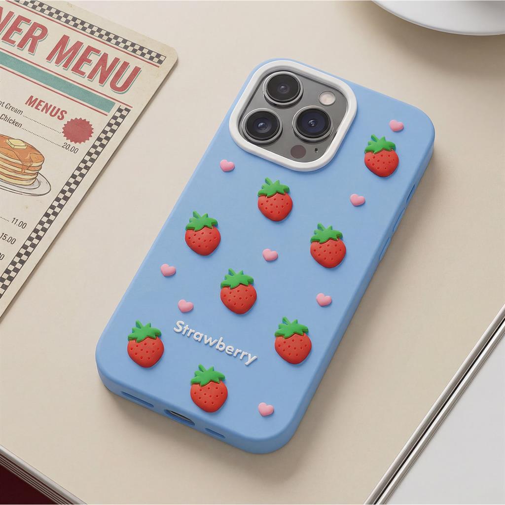 Apple iPhone 17 Pro Max Strawberry hátlap tok (Kék)