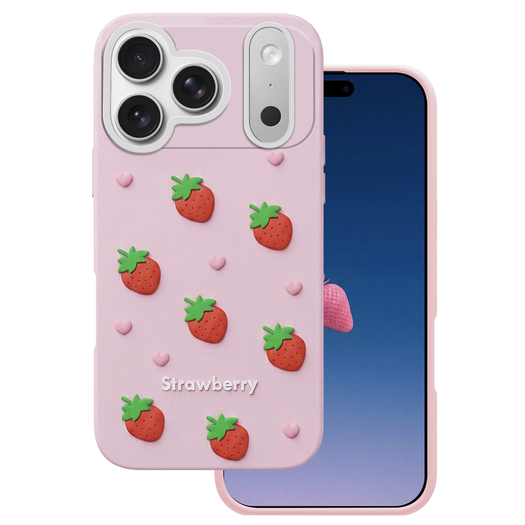 Apple iPhone 17 Pro Max Strawberry hátlap tok (Rózsaszín)