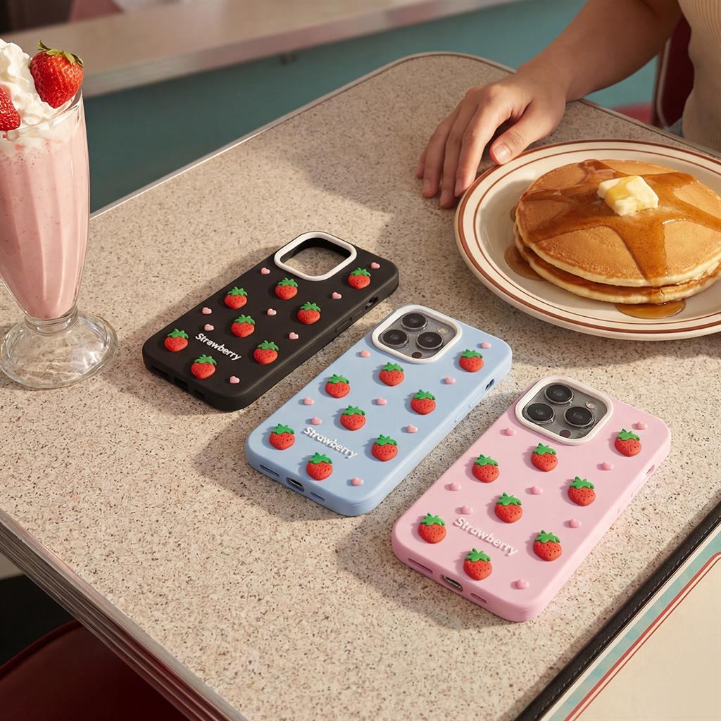 Apple iPhone 17 Pro Max Strawberry hátlap tok (Rózsaszín)