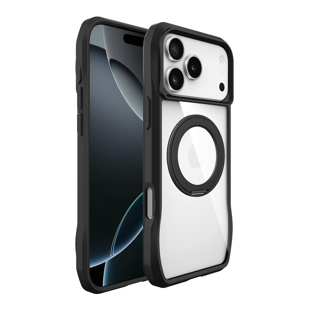 Apple iPhone 17 Pro Max TOKO Octagon MagSafe 360 forgatható hátlap tok (Fekete)