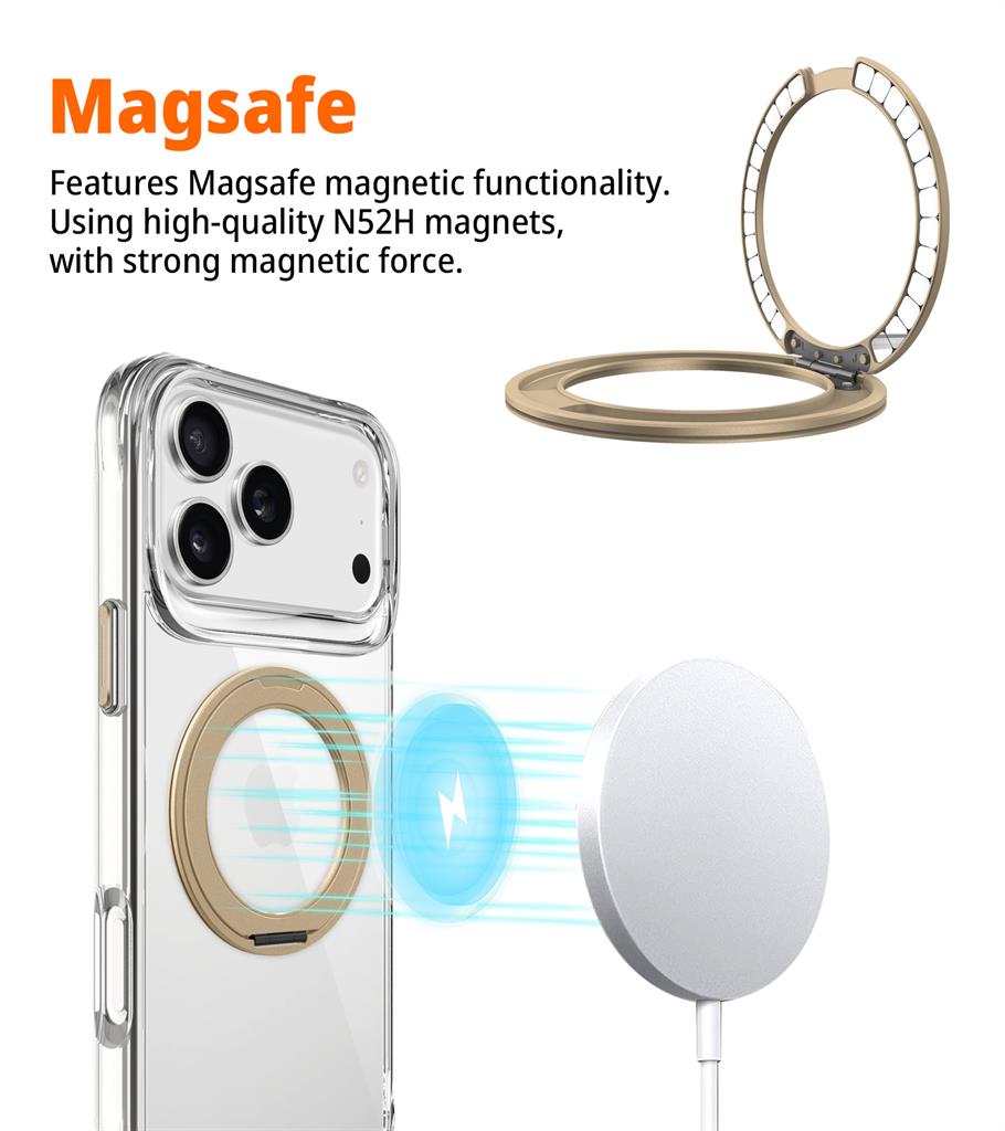 Apple iPhone 17 Pro Max TOKO Pure MagSafe 360 ring hátlap tok (Arany)