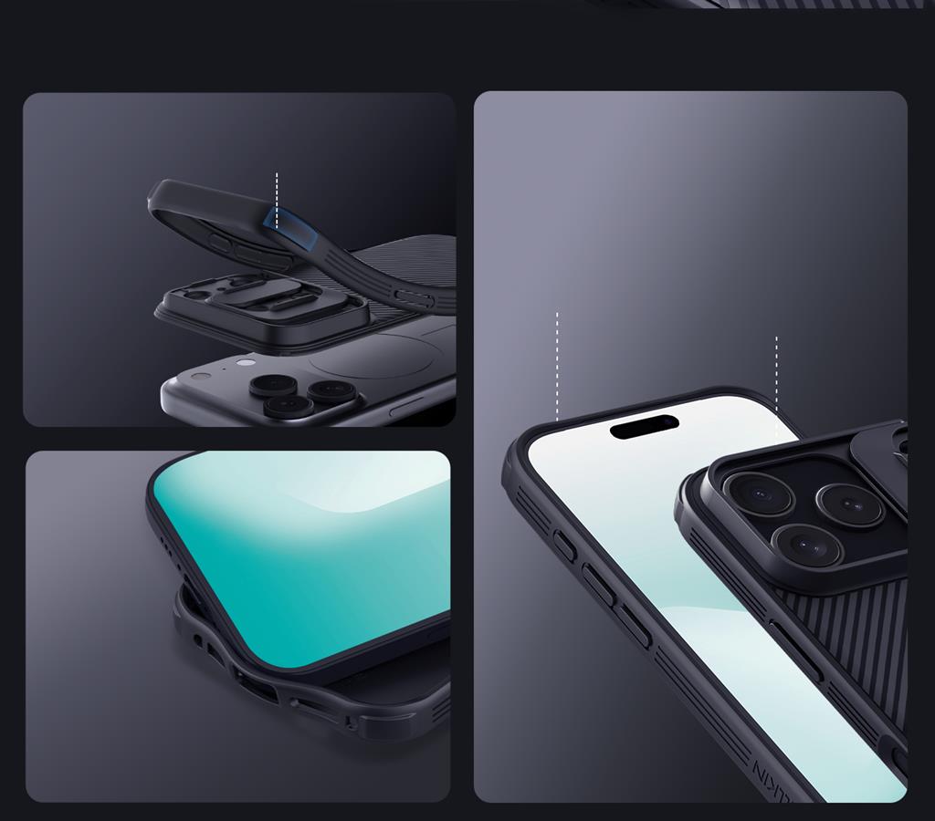 Apple iPhone 17 Pro Nillkin camshield armor hátlap tok (Fekete)