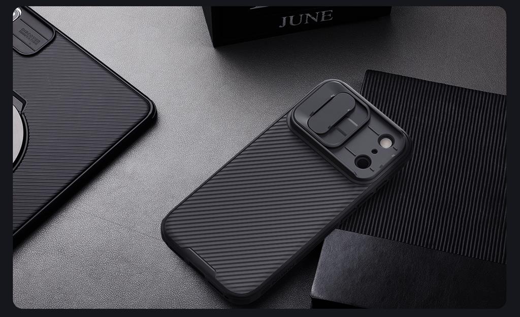 Apple iPhone 17 Pro Nillkin camshield armor hátlap tok (Fekete)