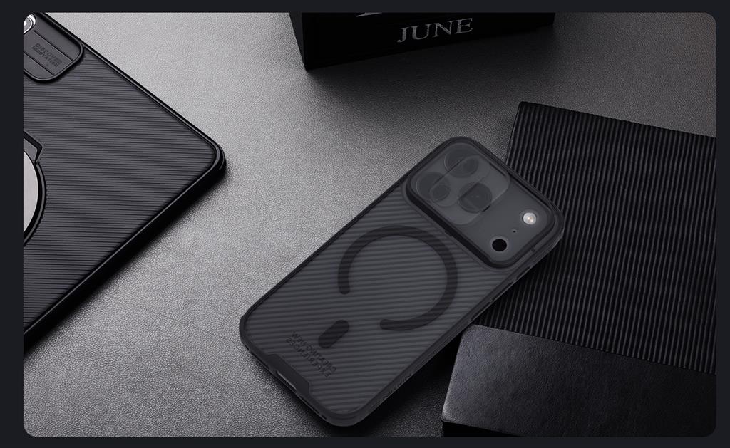 Apple iPhone 17 Pro Nillkin camshield armor hátlap tok (Fekete)