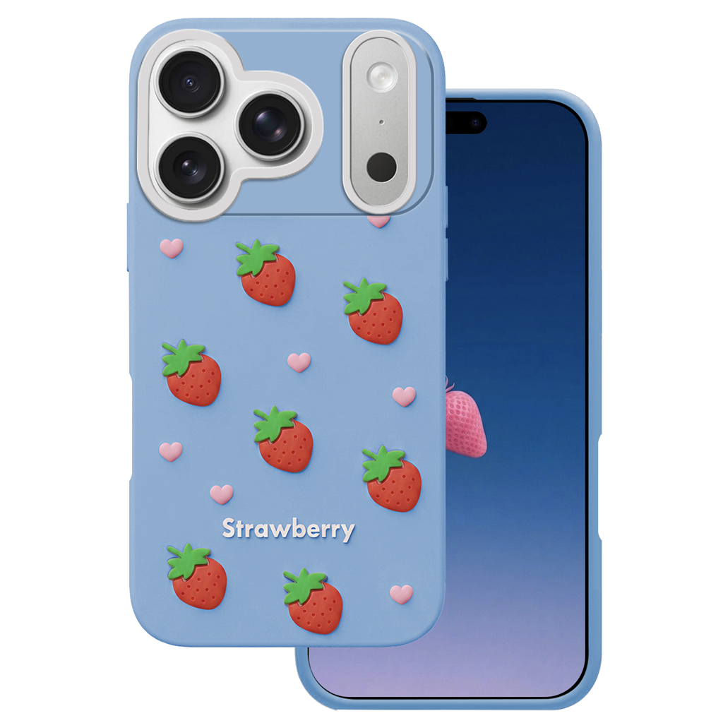 Apple iPhone 17 Pro Strawberry hátlap tok (Kék)