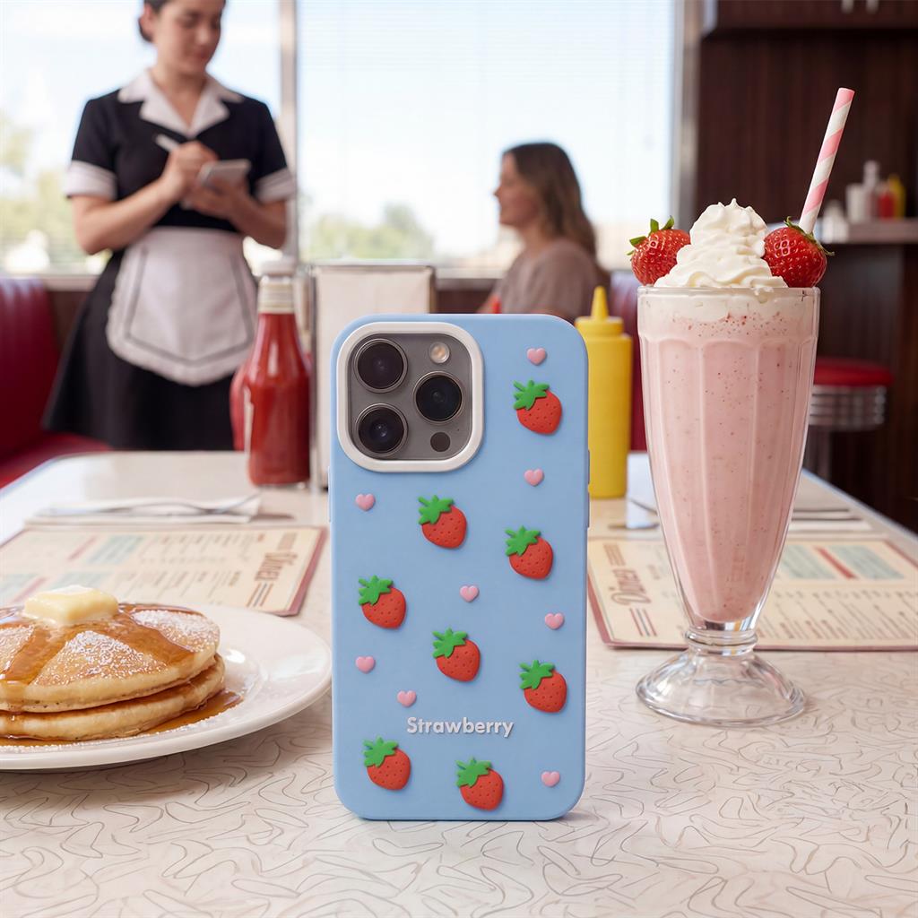Apple iPhone 17 Pro Strawberry hátlap tok (Kék)