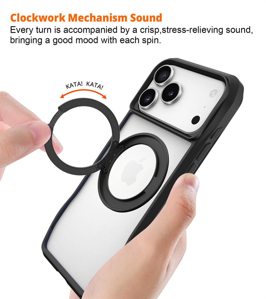 Apple iPhone 17 Pro TOKO Octagon MagSafe 360 forgatható hátlap tok (Fekete)