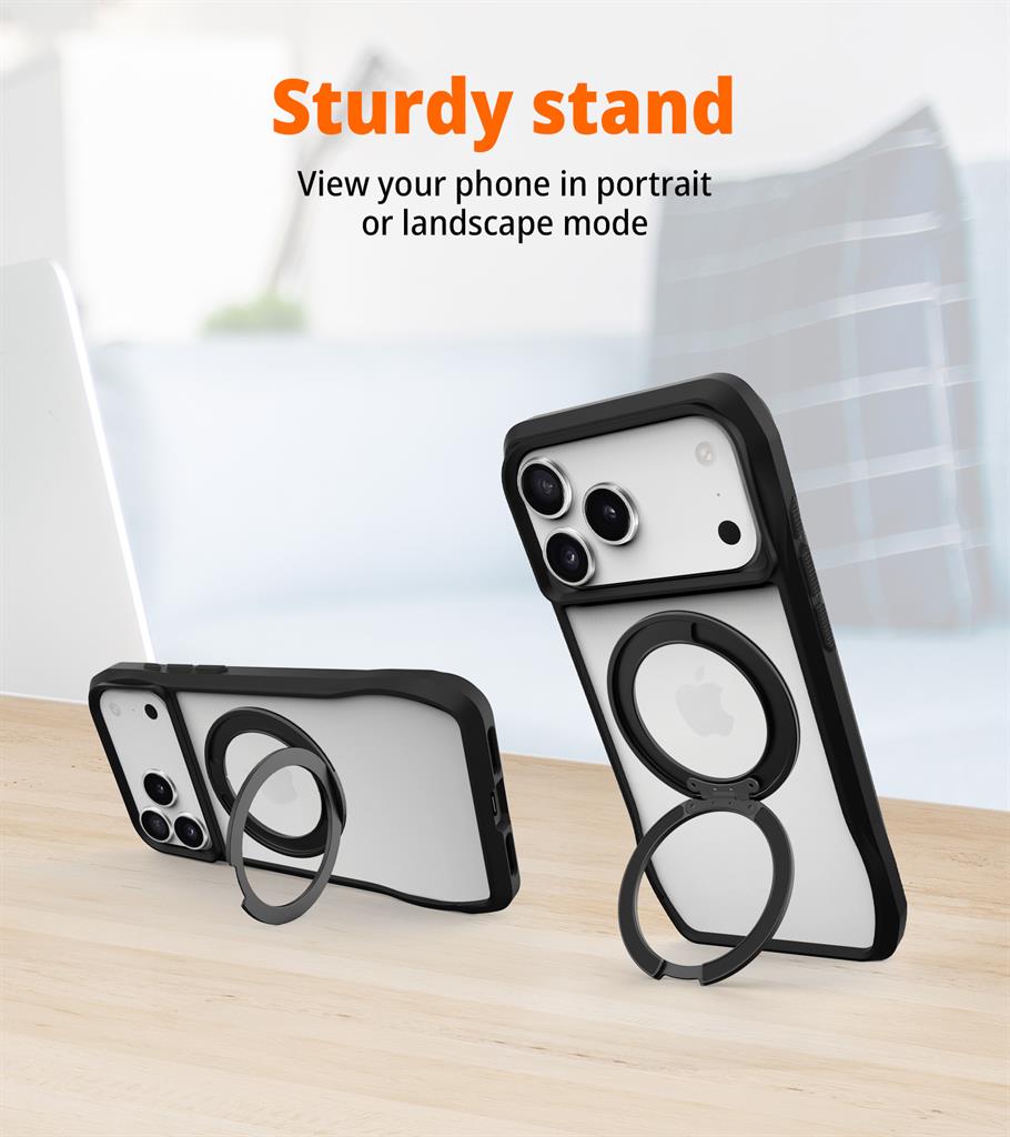 Apple iPhone 17 Pro TOKO Octagon MagSafe 360 forgatható hátlap tok (Fekete)