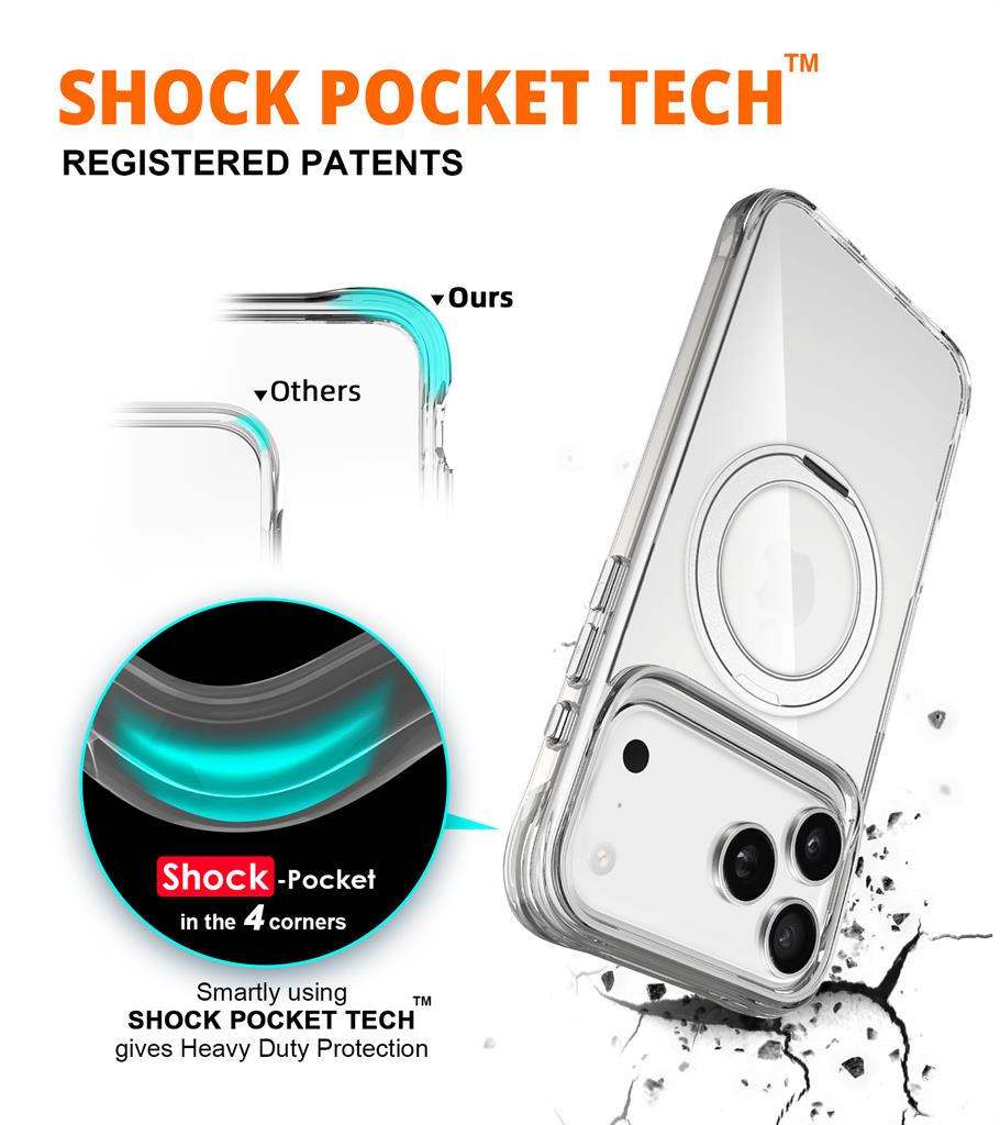 Apple iPhone 17 Pro TOKO Pure MagSafe 360 ring hátlap tok (Ezüst)