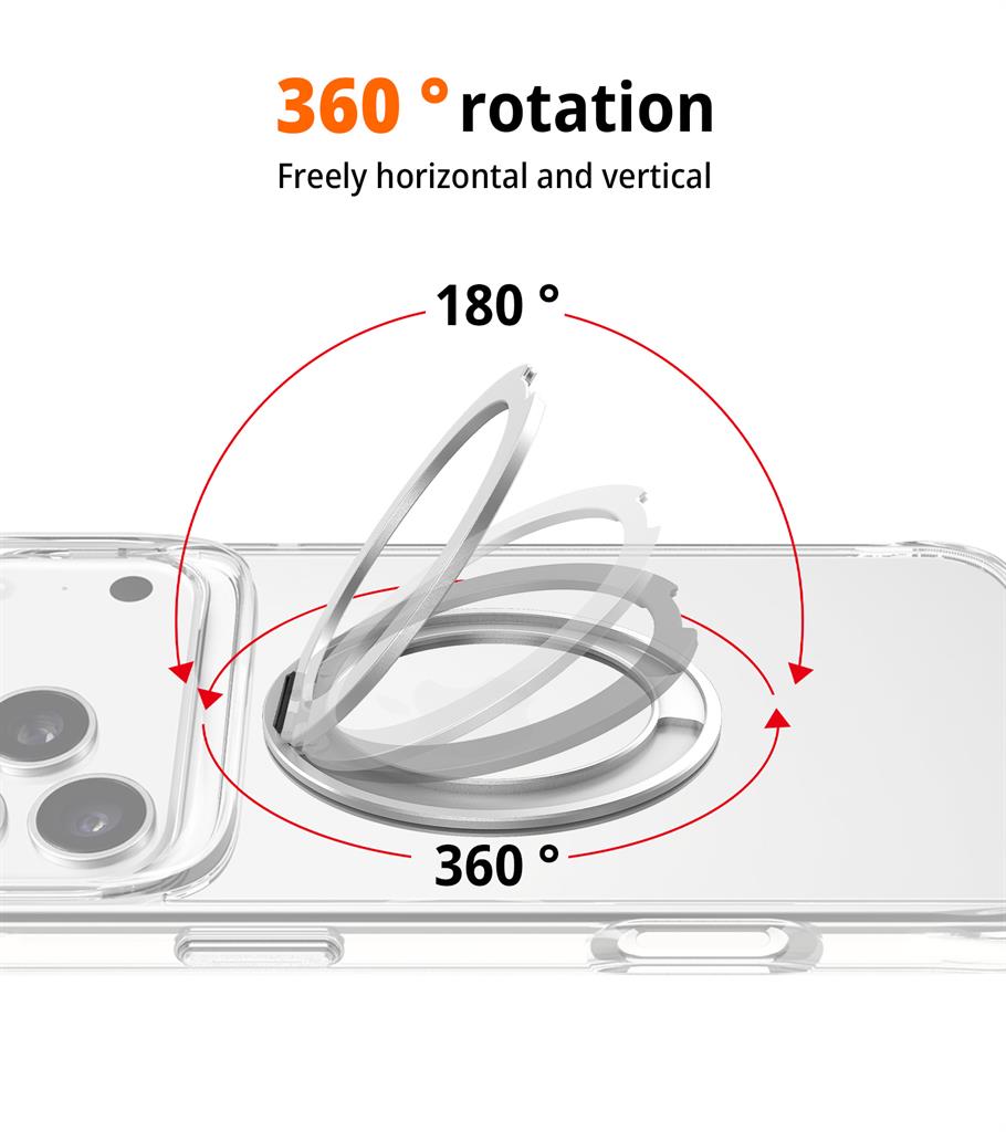 Apple iPhone 17 Pro TOKO Pure MagSafe 360 ring hátlap tok (Ezüst)