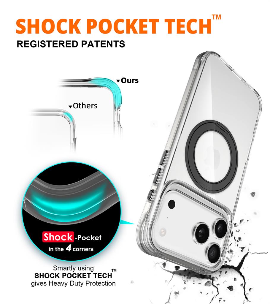 Apple iPhone 17 Pro TOKO Pure MagSafe 360 ring hátlap tok (Fekete)