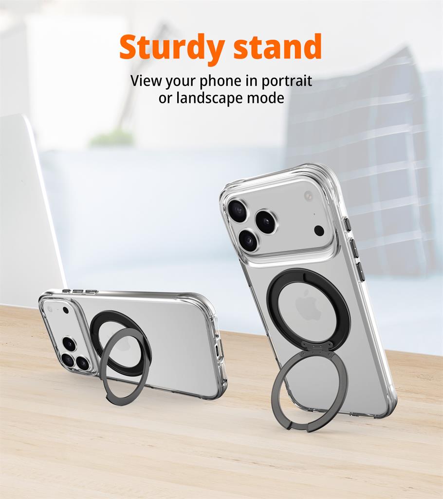 Apple iPhone 17 Pro TOKO Pure MagSafe 360 ring hátlap tok (Fekete)