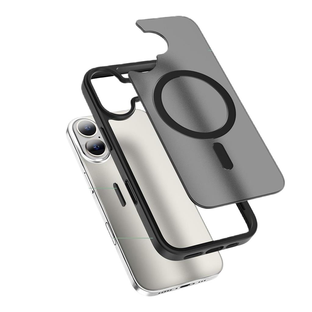 Apple iPhone 17 Roar Haptic Button Matte MagSafe hátlap tok (Fekete)