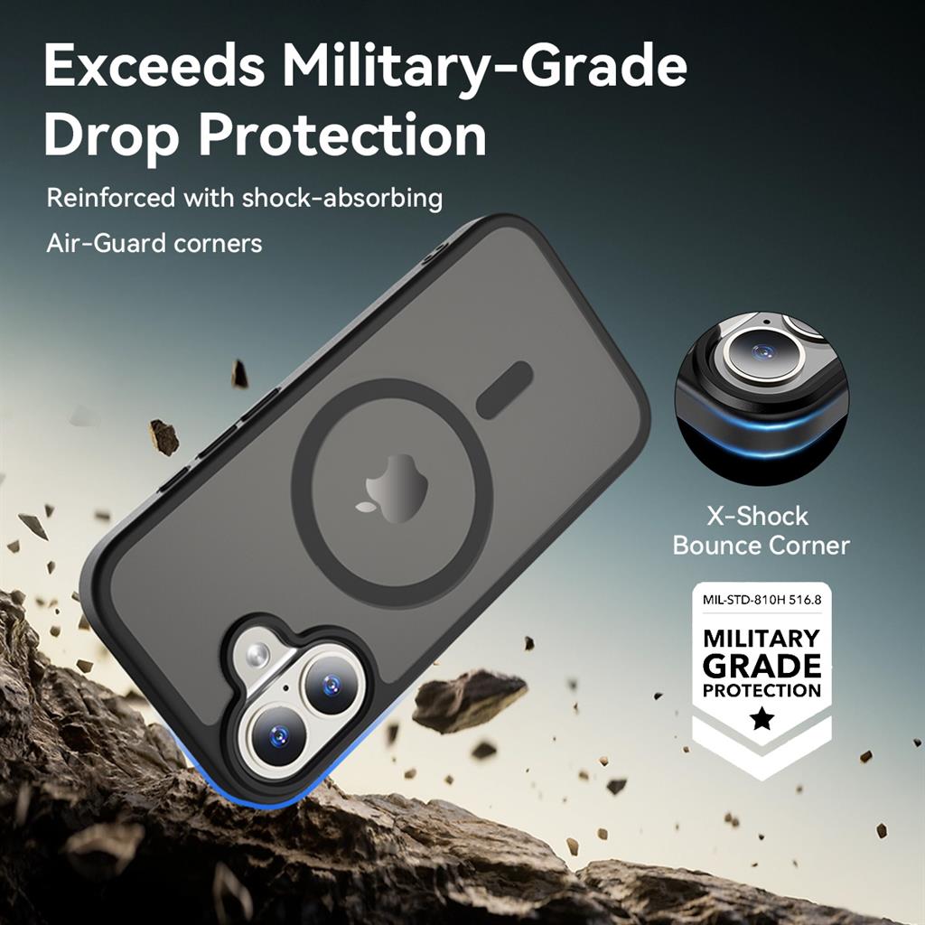 Apple iPhone 17 Roar Haptic Button Matte MagSafe hátlap tok (Fekete)