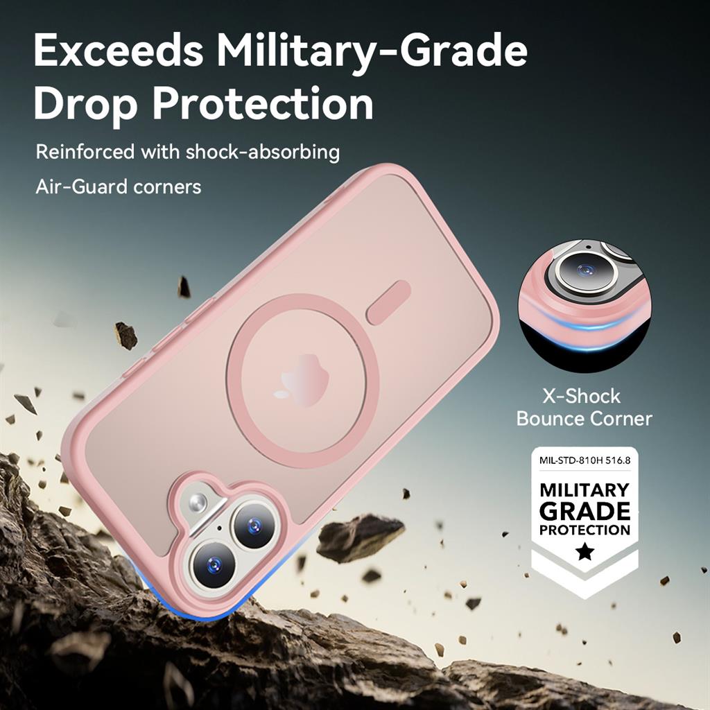 Apple iPhone 17 Roar Haptic Button Matte MagSafe hátlap tok (Rózsaszín)