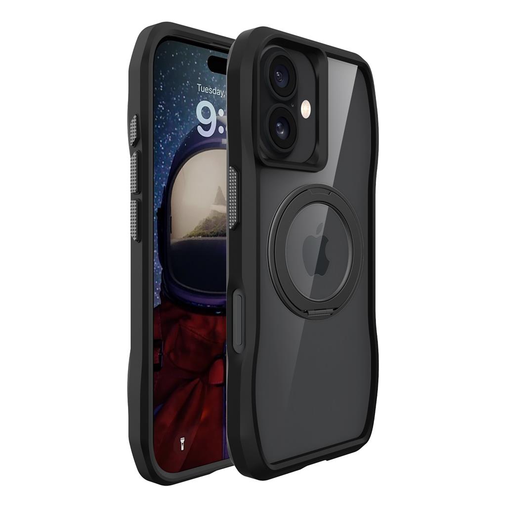 Apple iPhone 17 TOKO Octagon MagSafe 360 forgatható hátlap tok (Fekete)