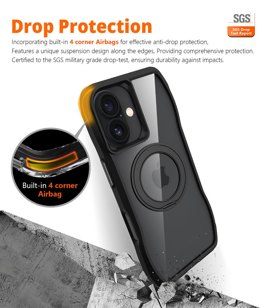 Apple iPhone 17 TOKO Octagon MagSafe 360 forgatható hátlap tok (Fekete)