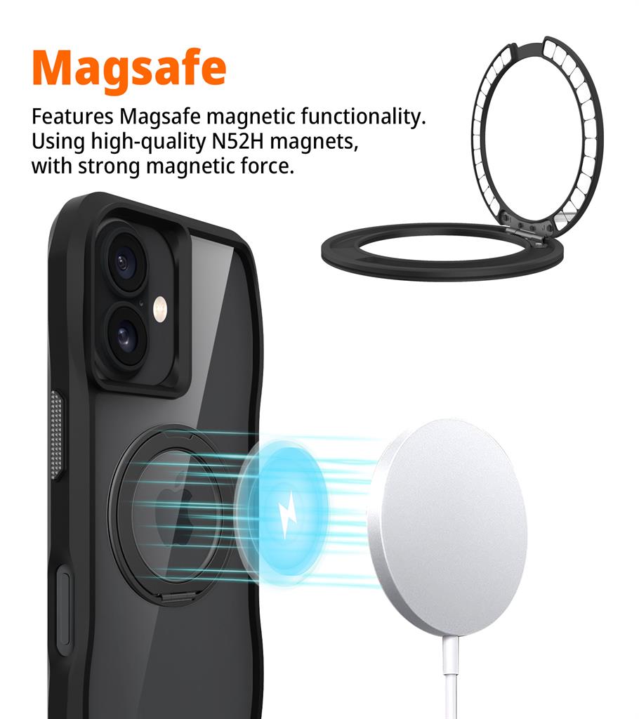 Apple iPhone 17 TOKO Octagon MagSafe 360 forgatható hátlap tok (Fekete)