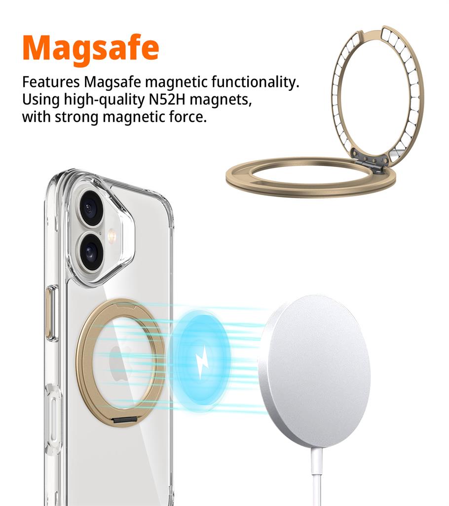 Apple iPhone 17 TOKO Pure MagSafe 360 ring hátlap tok (Arany)