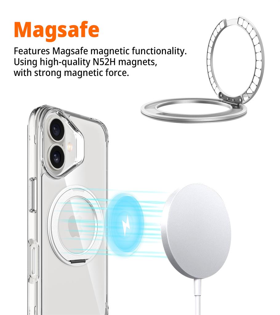 Apple iPhone 17 TOKO Pure MagSafe 360 ring hátlap tok (Ezüst)