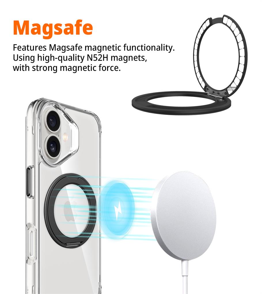 Apple iPhone 17 TOKO Pure MagSafe 360 ring hátlap tok (Fekete)