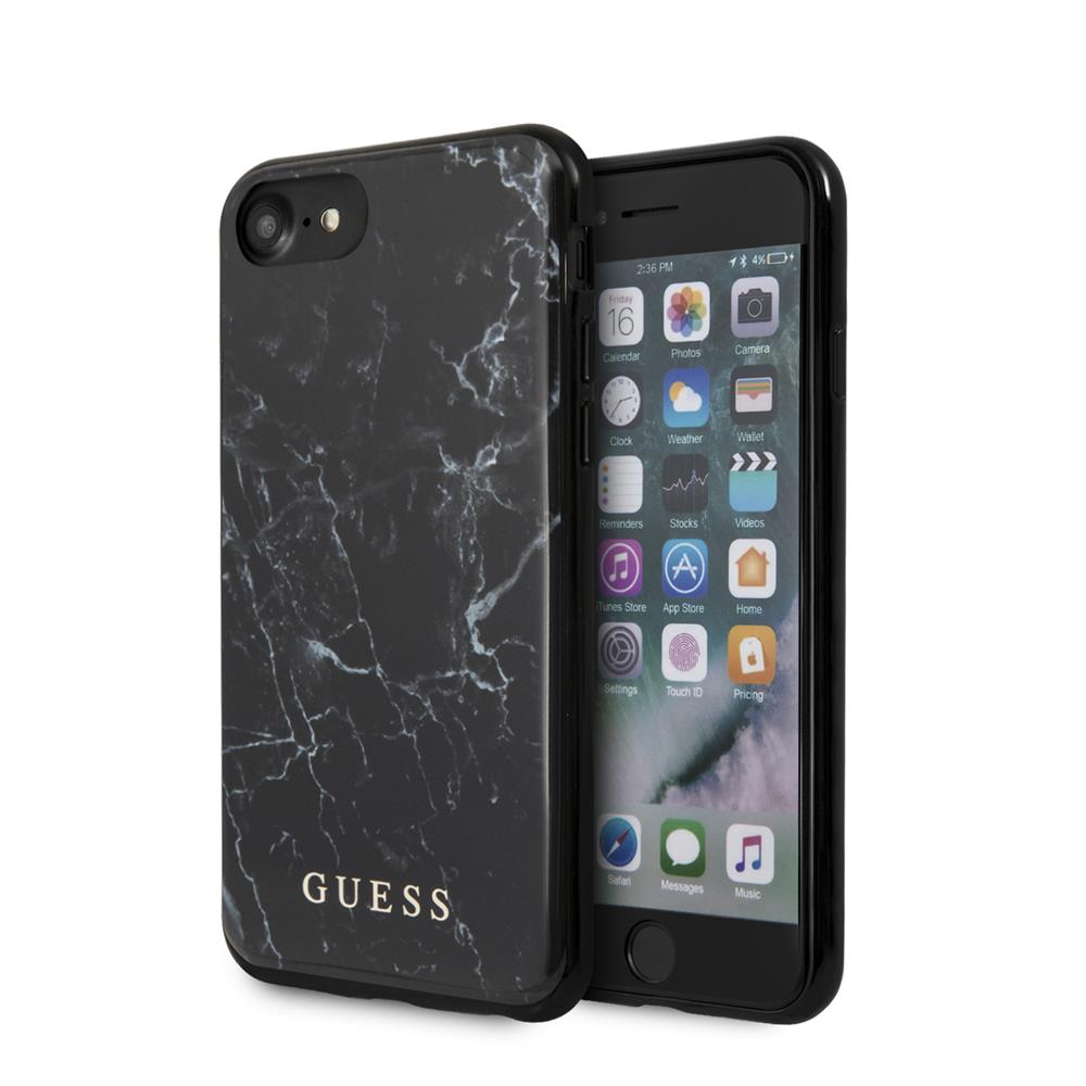 Apple iPhone 7 / iPhone 8 / iPhone SE 2020 / iPhone SE 2022 GUESS marble prémium hátlap tok (Fekete - GSM100307)