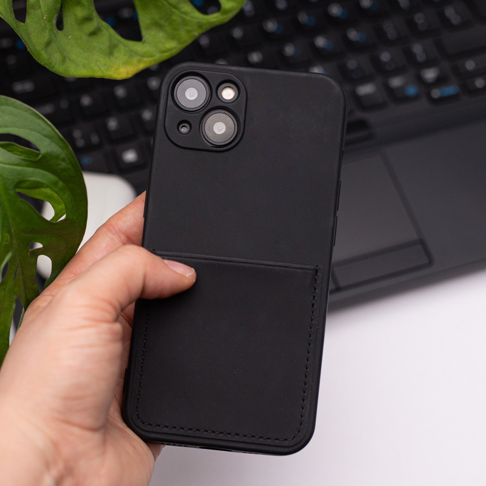 Apple iPhone 7 / iPhone 8 / iPhone SE 2020 / iPhone SE 2022 kártyatartós szilikon hátlap tok (Fekete)