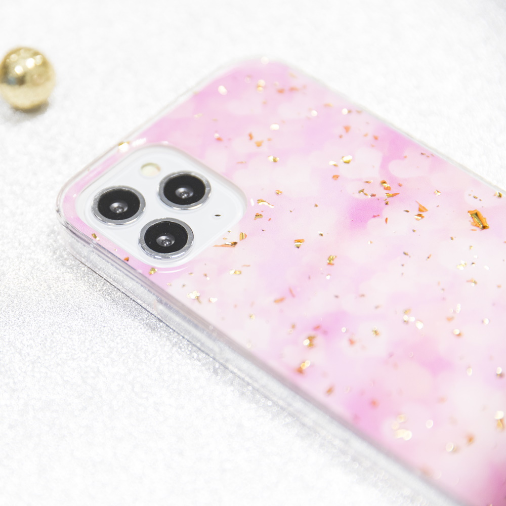 Apple iPhone 7 / iPhone 8 / iPhone SE 2020 / iPhone SE 2022 gold glam hátlap tok (Pink)