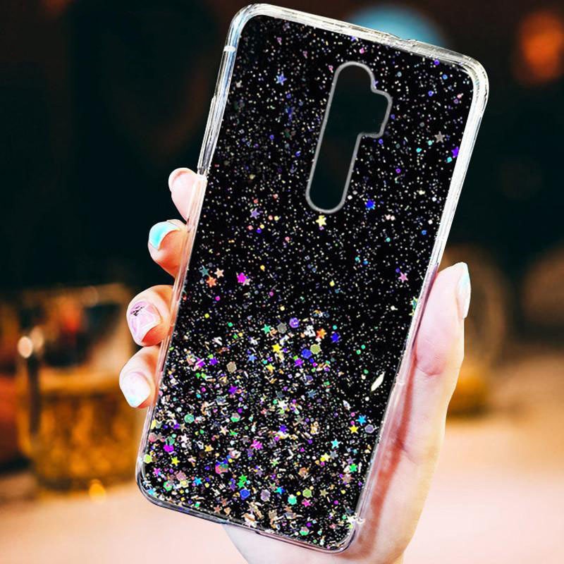 Apple iPhone 7/8/SE 2020/ SE 2022 sequins glue glitter csillogós szilikon hátlap tok (Fekete)