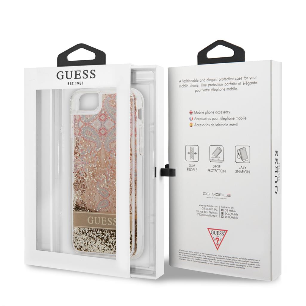 Apple iPhone 7/8/SE 2020/2022 Guess Liquid Glitter Paisley tok (Arany) - GUHCI8LFLSD