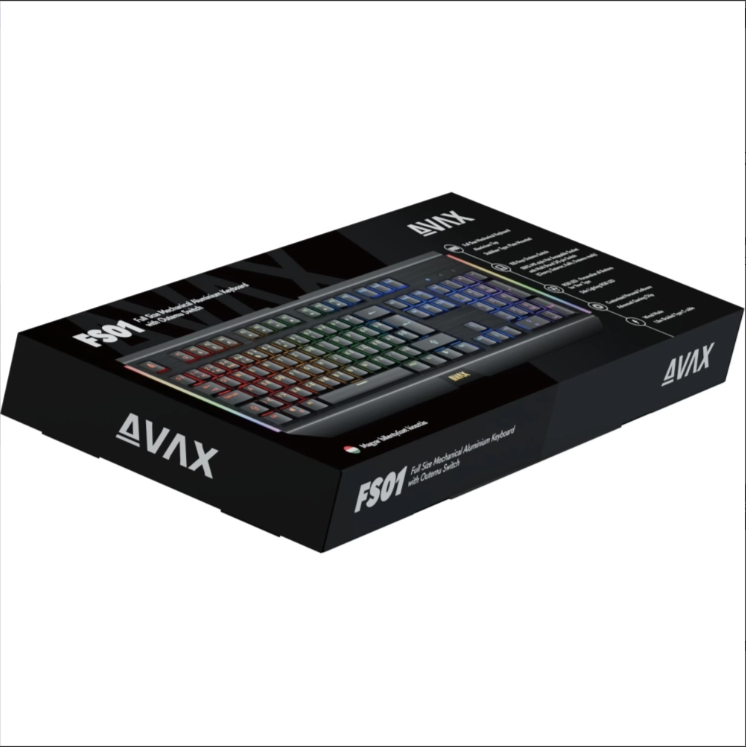 AVAX FS01 Full size mechanikus alumínium billentyűzet (Fekete/Szürke) - Vezetékes, Outemu red kapcsoló